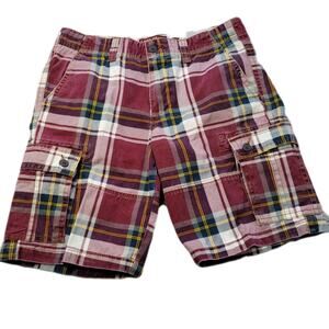 Lazer/Co Utility Work Wear Red Plaid Cargo Shorts size 34